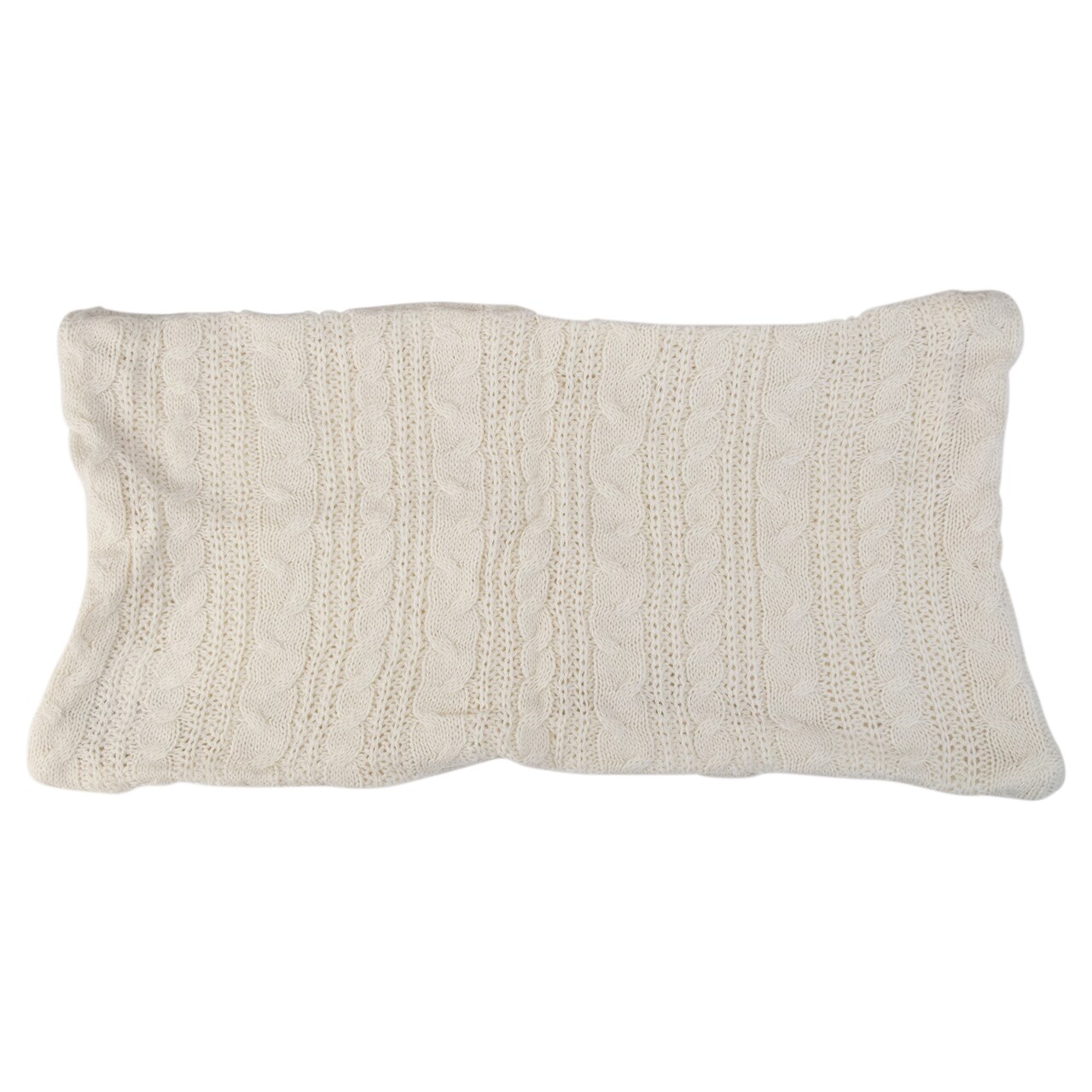 Avon 22" White Knitted Pillow Sweater Style Rectangular Pillow Cover
